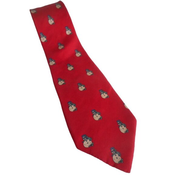 Vintage Wembley Snowman Silk Tie Red - Picture 1 of 4